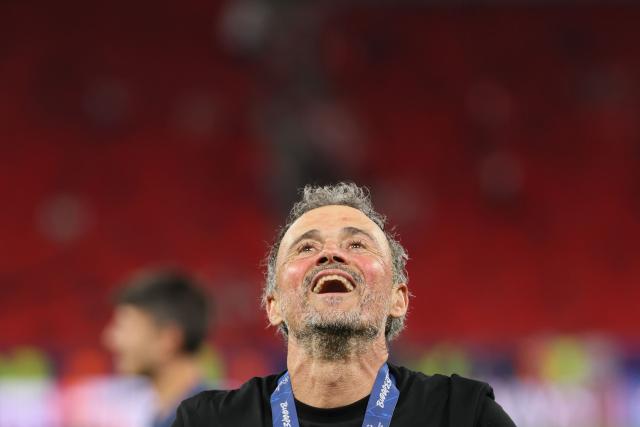 Paris Saint-Germain's Spanish head coach Luis Enrique celebrates winning the UEFA Champions League final football match between Paris Saint-Germain (PSG) and Arsenal FC at the Puskas Arena in Budapest on May 30, 2026. (Photo by Odd ANDERSEN / AFP)