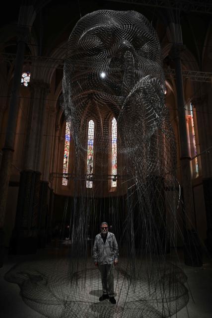 Spanish artist Jaume Plensa poses during the media day of his exhibition "Mirage" at the Carre Sainte-Anne in Montpellier, southern France, on June 01, 2026. (Photo by Gabriel BOUYS / AFP)