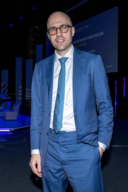 Chairman of The New York Time Company and Publisher of The New York Times Arthur Gregg Sulzberger poses after giving a speech on AI, Journalism and the certain future of the public square on the opening day of the 77th World News Media Congress in Marseille, southern France on June 1, 2026. (Photo by MIGUEL MEDINA / AFP)