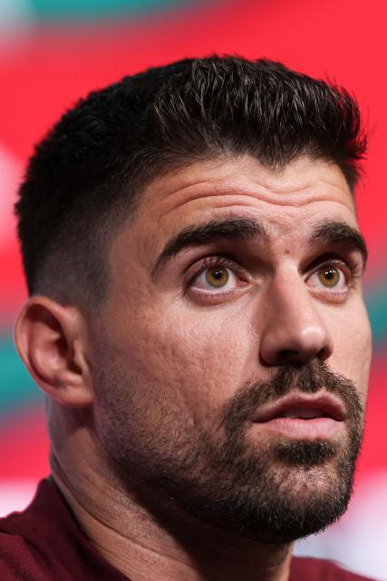 Portugal’s midfielder Ruben Neves gives a press conference ahead of the FIFA World Cup 2026 at Cidade do Futebol in Oeiras on June 1, 2026. (Photo by PATRICIA DE MELO MOREIRA / AFP)