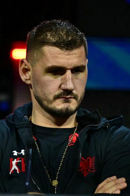 Albania's Kristian Prenga attends a press conference in London on June 1, 2026, ahead of his boxing match against Britain's Anthony Joshua in Saudi Arabia in July. (Photo by Ben STANSALL / AFP)