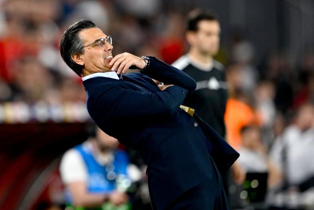 Turkey’s Italian head coach Vincenzo Montella looks on during the international friendly football match between Turkey and North Macedonia at the Chobani stadium in Istanbul on June 1, 2026, ahead of the 2026 FIFA World Cup. (Photo by Yasin AKGUL / AFP)