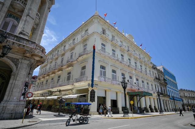 View of the Inglaterra Hotel, of the Canadian hotel chain Blue Diamond, in Havana, on June 1, 2026. The Canadian hotel group Blue Diamond Resorts said on june 1, 2026 it has shut down its operations in Cuba, dealing another blow to the country as it faces US President Donald Trump's takeover threats. (Photo by ADALBERTO ROQUE / AFP)