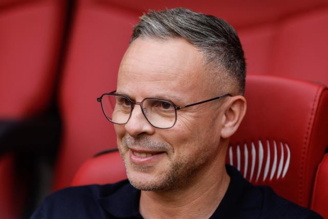 Morocco's head coach Mohamed Ouahbi looks on ahead of the friendly football match between Morocco and Madagascar at the Prince Moulay Abdellah Stadium in Rabat on June 2, 2026. (Photo by Abdel Majid BZIOUAT / AFP)