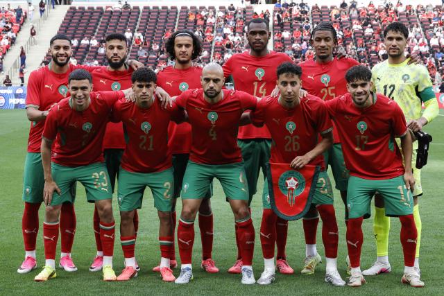 Morocco's players pose for a team picture ahead of the friendly football match between Morocco and Madagascar at the Prince Moulay Abdellah Stadium in Rabat on June 2, 2026. (Photo by Abdel Majid BZIOUAT / AFP)