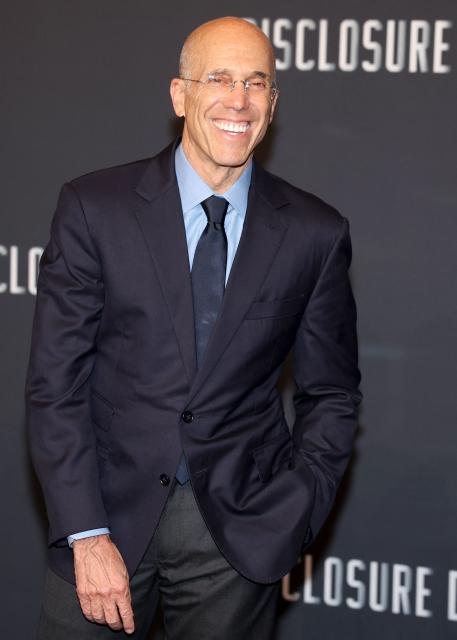 US producer and CEO of dreamworks animation Jeffrey Katzenberg poses upon arrival for the premier of "Disclosure Day" at the Grand Rex in Paris on June 2, 2026. (Photo by Xavier GALIANA / AFP)