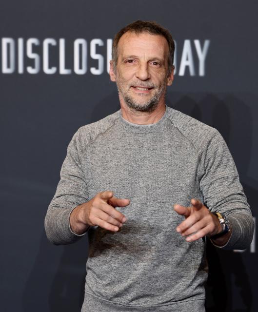 French actor and film director Mathieu Kassovitz poses upon arrival for the premier of "Disclosure Day" at the Grand Rex in Paris on June 2, 2026. (Photo by Xavier GALIANA / AFP)