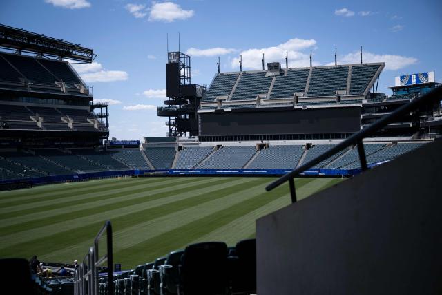 A view of Philadelphia Stadium (temporarily renamed from Lincoln Financial Field) ahead of the 2026 FIFA World Cup in Philadelphia, Pennsylvania, on June 1, 2026. (Photo by Brendan Smialowski / AFP)