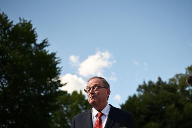 Director of the National Economic Council of the United States Kevin Hassett speaks to reporters after a television interview, outside of the West Wing of the White House in Washington, DC on June 2, 2026. (Photo by Mandel NGAN / AFP)