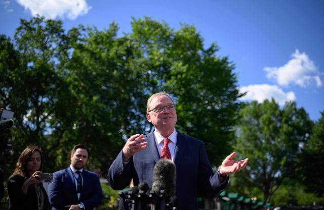 Director of the National Economic Council of the United States Kevin Hassett speaks to reporters after a television interview, outside of the West Wing of the White House in Washington, DC on June 2, 2026. (Photo by Mandel NGAN / AFP)