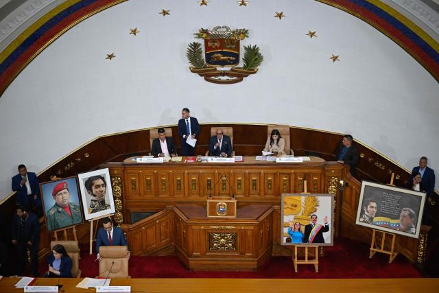 Venezuela's National Assembly President Jorge Rodriguez speaks during an ordinary session at the National Assembly in Caracas on June 2, 2026. Venezuela’s parliament began debating a reform that opens the door to private capital to help restore the state-controlled power system. (Photo by Federico PARRA / AFP)