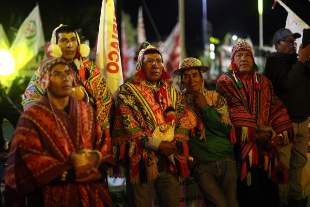 Supporters of Peru's presidential candidate for the Juntos por el Peru party, Roberto Sanchez, attend a campaign rally at the Plaza Tupac Amaru in Cusco, Peru, on June 2, 2026. Peruvians will choose their president on June 7, 2026, between right-wing candidate Keiko Fujimori, heir to a political dynasty that divides the nation, and left-wing candidate Roberto Sбnchez—two diametrically opposed visions for a country plagued by instability and crime. (Photo by Jose Angulo / AFP)