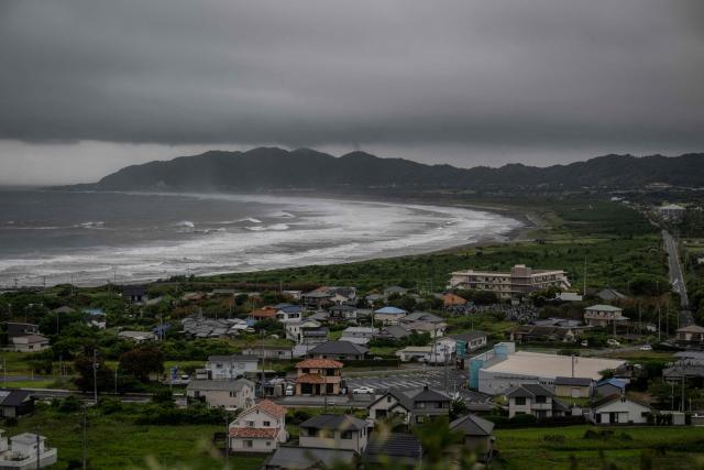 Waves hit the coastline as severe tropical storm Jangmi approaches in Tateyama, Chiba prefecture on June 3, 2026. (Photo by Yuichi YAMAZAKI / AFP)
