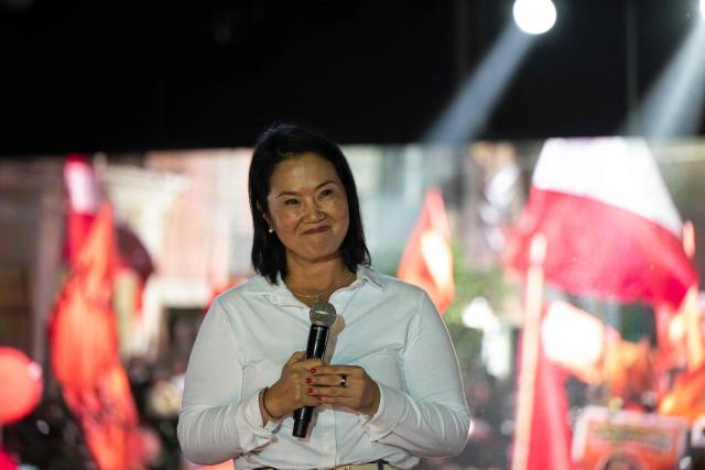 Peru's presidential candidate for the Fuerza Popular party, Keiko Fujimori, is seen during a campaign rally in Huacho, north of Lima, Peru, on June 2, 2026. Peruvians will choose on June 7, 2026 their president from between the right-wing Keiko Fujimori, heir to a political dynasty that divides the nation, and the left-wing Roberto Sánchez: two diametrically opposed visions for a country plagued by instability and crime. (Photo by Ernesto BENAVIDES / AFP)