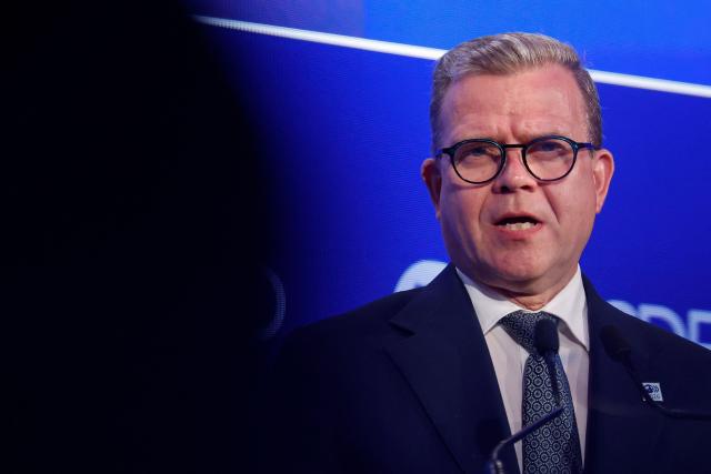 Finland's Prime Minister Petteri Orpo speaks during the opening ceremony of the OECD 2026 Ministerial Council Meeting (MCM) at the Organisation for Economic Co-operation and Development (OECD) headquarters in Paris on June 3, 2026. (Photo by SIMON WOHLFAHRT / AFP)