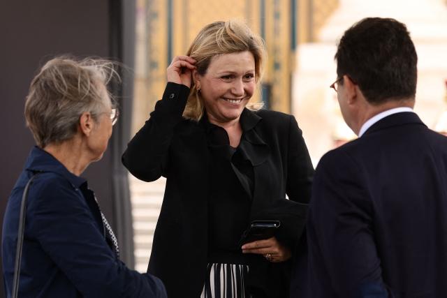 President of the French National Assembly Yael Braun-Pivet (C) attends a national tribute to late French philosopher and sociologist Edgar Morin at the Hotel des Invalides in Paris on June 2, 2026. Edgar Morin has died at the age of 104, on May 29, 2026. (Photo by Teresa Suarez / POOL / AFP)