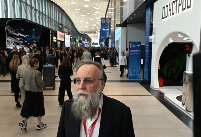 Russian ideologue Alexander Dugin attends the St. Petersburg International Economic Forum (SPIEF) in Saint Petersburg on June 3, 2026. (Photo by Olga MALTSEVA / AFP)