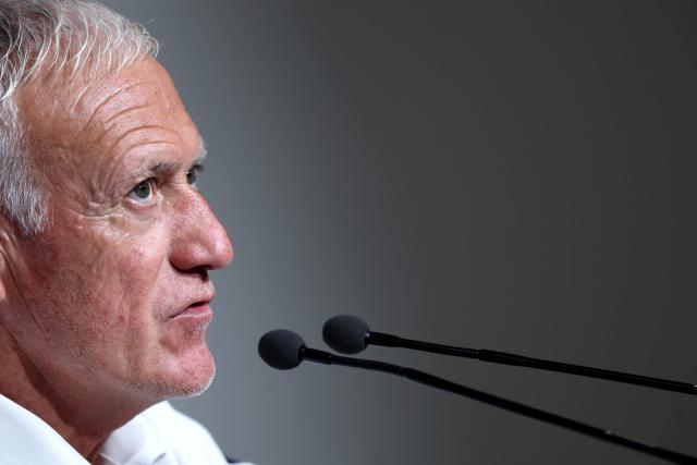 France's national football head coach Didier Deschamps holds a press conference on the eve of the friendly football match between France and Ivory-Coast ahead the FIFA 2026 World Cup, in Nantes on June 3, 2026. (Photo by FRANCK FIFE / AFP)