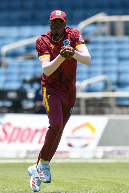 Alzarri Joseph of West Indies takes the catch to dismiss Kusal Mendis of Sri Lanka during the 1st One Day International (ODI) cricket match between West Indies and Sri Lanka at Sabina Park in Kingston, Jamaica, on June 3, 2026. (Photo by Randy Brooks / AFP)