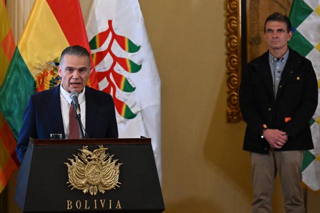 Ernesto Justiniano Urenda speaks after being sworn in as Minister of Defense by Bolivia's President Rodrigo Paz, replacing Marcelo Salinas, during a ceremony at the Government Palace in La Paz, Bolivia, on June 3, 2026. (Photo by Aizar RALDES / AFP)