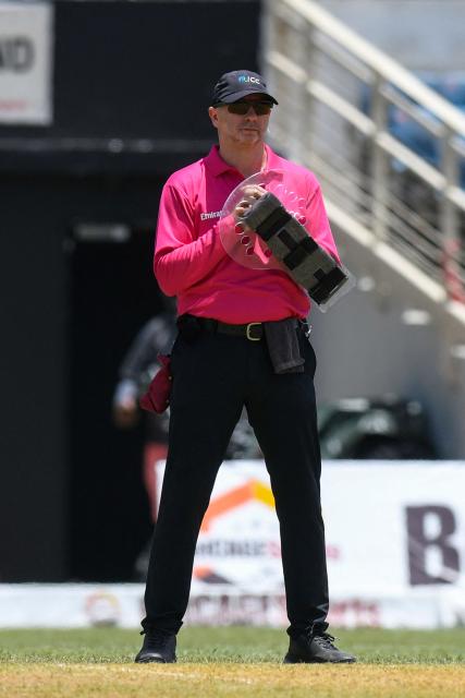 Umpire Wayne Knights during the 1st ODI match between West Indies and Sri Lanka at Sabina Park in Kingston, Jamaica, on June 3, 2026. (Photo by Randy Brooks / AFP)