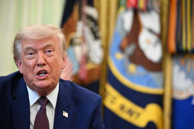 US President Donald Trump speaks to the press in the Oval Office of the White House in Washington, DC, on June 3, 2026. (Photo by Mandel NGAN / AFP)