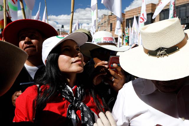 Supporters of Peru's presidential candidate for the Juntos por el Peru party, Roberto Sanchez, attend a campaign rally in Juliaca, Peru on June 3, 2026. Right-wing candidate Keiko Fujimori and leftist Roberto Sanchez will face off in Peru's presidential runoff on June 7, 2026. (Photo by Juan Carlos CISNEROS / AFP)