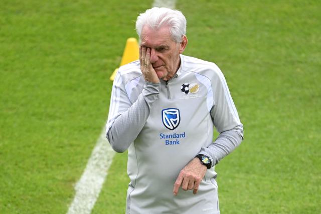 South Africa's Belgian head coach Hugo Broos gestures during a training session at Hidalgo Stadium in Pachuca, Mexico on June 3, 2026, ahead of the FIFA 2026 World Cup football tournament. (Photo by YURI CORTEZ / AFP)