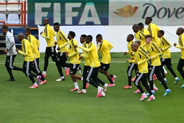 South Africa's players take part in a training session at Hidalgo Stadium in Pachuca, Mexico on June 3, 2026, ahead of the FIFA 2026 World Cup football tournament. (Photo by YURI CORTEZ / AFP)