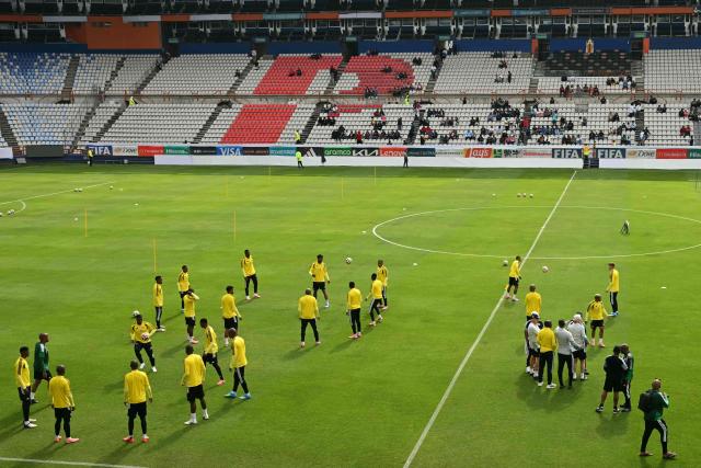 South Africa's players take part in a training session at Hidalgo Stadium in Pachuca, Mexico on June 3, 2026, ahead of the FIFA 2026 World Cup football tournament. (Photo by Yuri CORTEZ / AFP)