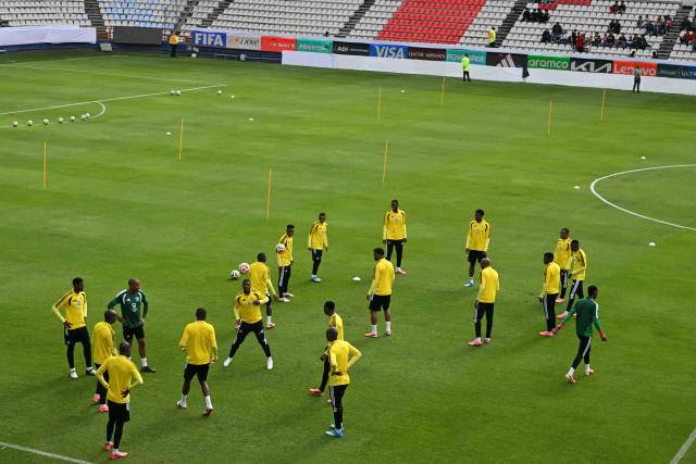 South Africa's players take part in a training session at Hidalgo Stadium in Pachuca, Mexico on June 3, 2026, ahead of the FIFA 2026 World Cup football tournament. (Photo by Yuri CORTEZ / AFP)