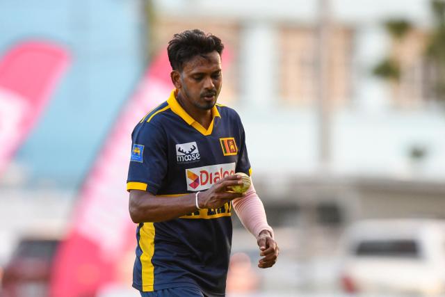 Dushmantha Chameera of Sri Lanka prepares to bowl during the first One Day International (ODI) cricket match between West Indies and Sri Lanka at Sabina Park in Kingston, Jamaica, on June 3, 2026. (Photo by Randy Brooks / AFP)