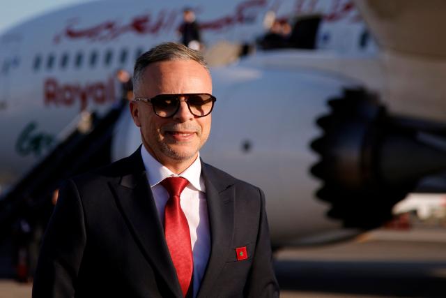 Morocco’s head coach Mohamed Ouahbi arrives with team Morocco at Newark Liberty International Airport (EWR) in Newark, New Jersey, on June 3, 2026 ahead of the FIFA World Cup. (Photo by Leonardo MUNOZ / AFP)