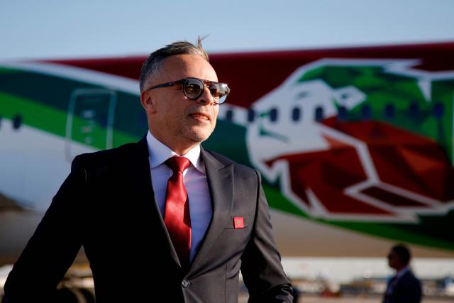 Morocco’s head coach Mohamed Ouahbi arrives with team Morocco at Newark Liberty International Airport (EWR) in Newark, New Jersey, on June 3, 2026 ahead of the FIFA World Cup. (Photo by Leonardo MUNOZ / AFP)