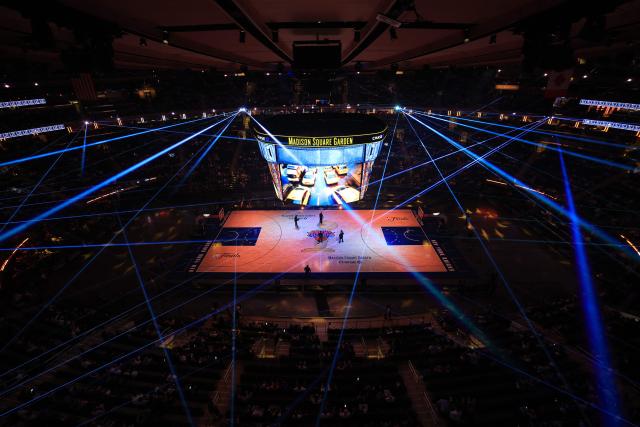 The court is seen ahead of of Game 1 of the NBA Finals between the New York Knicks and the San Antonio Spurs at Madison Square Garden in New York City on June 3, 2026. (Photo by TIMOTHY A. CLARY / AFP)