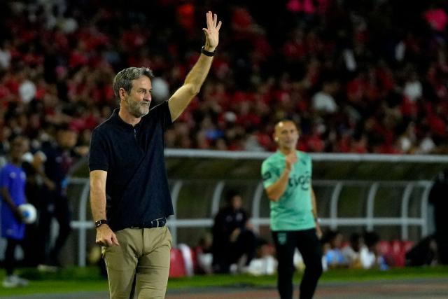 Panama's Danish coach Thomas Christiansen gestures during the international friendly football match between Panama and Dominican Republic at the Rommel Fernandez Gutierrez Stadium in Panama City on June 3, 2026. (Photo by ARNULFO FRANCO / AFP)