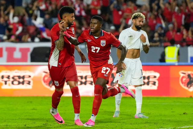 Panama's midfielder #27 Kadir Barria celebrates scoring his team's fourth goal during the international friendly football match between Panama and Dominican Republic at the Rommel Fernandez Gutierrez Stadium in Panama City on June 3, 2026. (Photo by ARNULFO FRANCO / AFP)