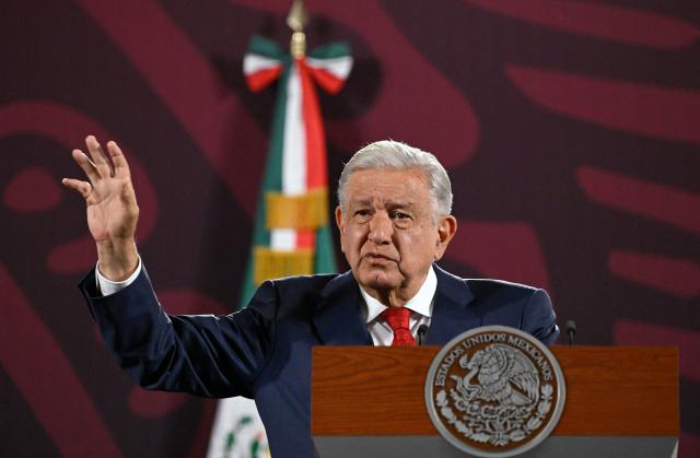 (FILES) Outgoing Mexican President Andres Manuel Lopez Obrador speaks during his daily conference at the National Palace in Mexico City on September 26, 2024. Former Mexican President Andres Manuel Lopez Obrador said on June 3, 2026, that US officials are trying to weaken the ruling party in order to strengthen the opposition, amid tensions between the two countries over drug trafficking allegations against a governor. (Photo by ALFREDO ESTRELLA / AFP)