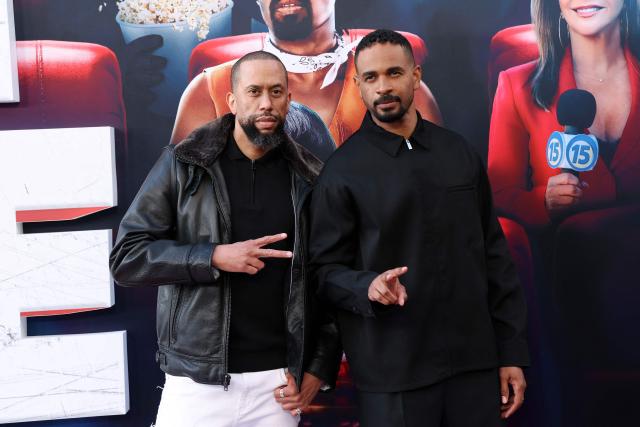 US actor Affion Crockett (L) and  US actor Damon Wayans Jr. attend Paramount's "Scary Movie" premiere at the Paramount theatre in Los Angeles, on June 3, 2026. (Photo by VALERIE MACON / AFP)