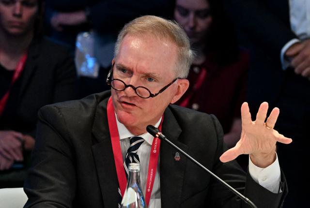 Rodney Mims Cook Jr, chairman of the US Commission of Fine Arts, attends the St. Petersburg International Economic Forum (SPIEF) in Saint Petersburg on June 4, 2026. (Photo by Olga MALTSEVA / AFP)