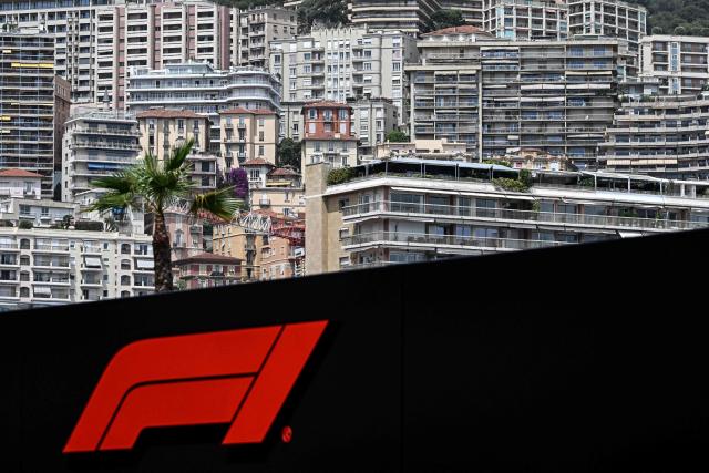 The F1 logo is pictured at the Circuit de Monaco three days ahead of the Formula One Monaco Grand Prix on June 4, 2026. (Photo by Gabriel BOUYS / AFP)