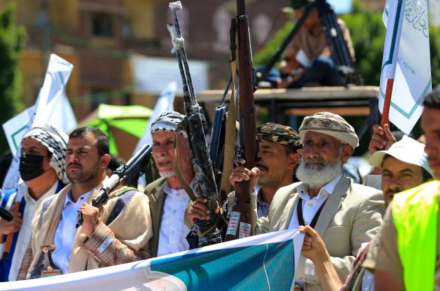 Supporters of Yemen's Shiite Huthis commemorate Eid al-Ghadir in Sanaa on June 4, 2026. Eid al-Ghadir commemorates the events of Ghadir al-Khumm during which Shiites believe that the Prophet Mohammed appointed Ali ibn Abi Talib, his cousin and son-in-law who was among the first Muslims, as his successor. (Photo by Mohammed HUWAIS / AFP)
