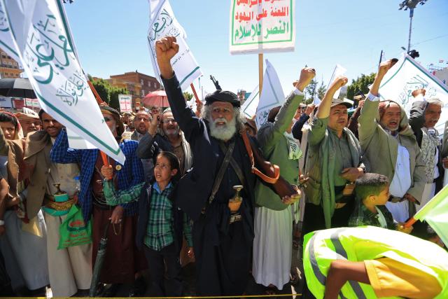 Supporters of Yemen's Shiite Huthis commemorate Eid al-Ghadir in Sanaa on June 4, 2026. Eid al-Ghadir commemorates the events of Ghadir al-Khumm during which Shiites believe that the Prophet Mohammed appointed Ali ibn Abi Talib, his cousin and son-in-law who was among the first Muslims, as his successor. (Photo by Mohammed HUWAIS / AFP)