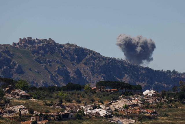 TOPSHOT - Smoke rises following Israeli bombardment in southern Lebanon close to the Beaufort Castle as seen from a position across the border in the Upper Galilee, in northern Israel on June 4, 2026. Lebanese President Joseph Aoun said on June 4 that an agreement on implementing a ceasefire announced in Washington after talks with Israel was the "last chance" to reach a comprehensive truce. (Photo by Jalaa MAREY / AFP)