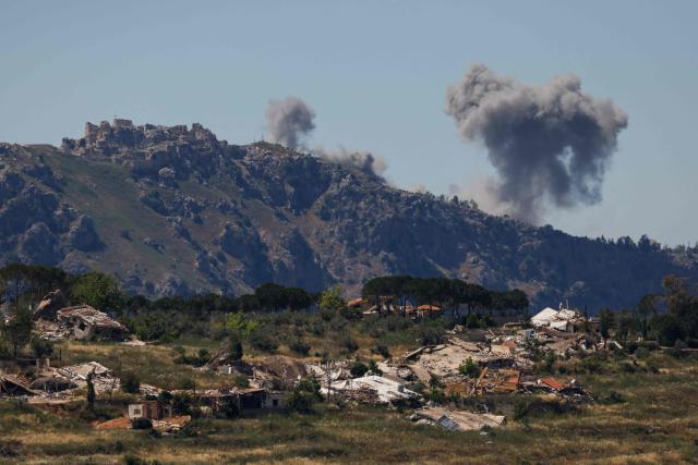 Smoke rises following Israeli bombardment in southern Lebanon close to the Beaufort Castle as seen from a position across the border in the Upper Galilee, in northern Israel on June 4, 2026. Lebanese President Joseph Aoun said on June 4 that an agreement on implementing a ceasefire announced in Washington after talks with Israel was the "last chance" to reach a comprehensive truce. (Photo by Jalaa MAREY / AFP)