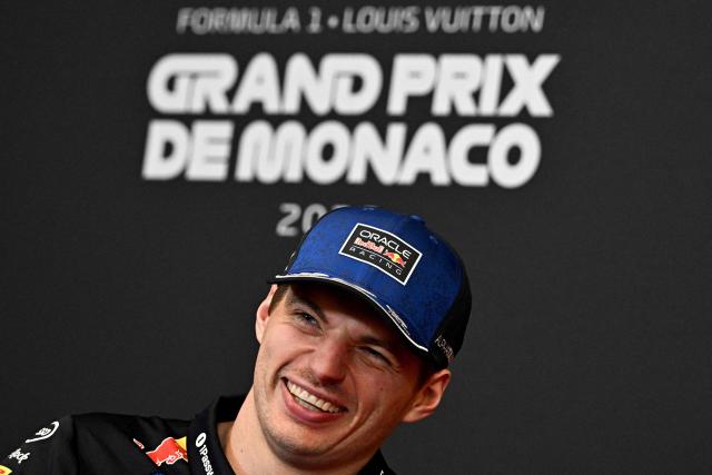 Red Bull Racing's Dutch driver Max Verstappen reacts as he attends the drivers' press conference at the Circuit de Monaco ahead of the Formula One Monaco Grand Prix in Monaco on June 4, 2026. (Photo by Gabriel BOUYS / AFP)