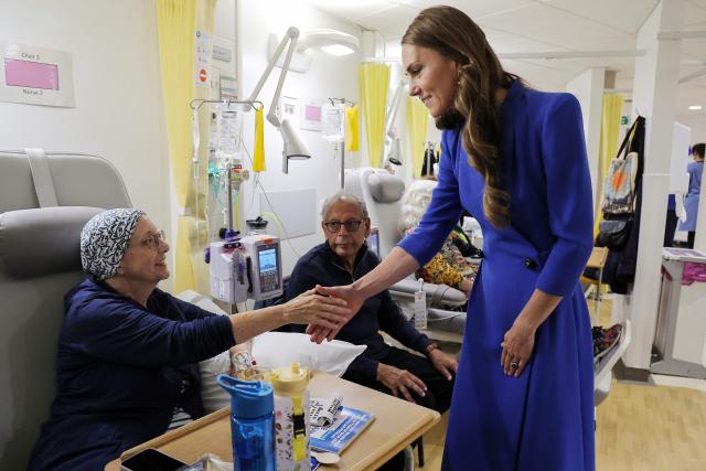 Britain's Catherine, Princess of Wales visits the Christie NHS Foundation Trust, south Manchester in north-west England on June 4, 2026. The Christie is one of Europe’s leading cancer centres and offers free complementary and holistic therapies to patients and carers alike. (Photo by Andy Stenning / POOL / AFP)
