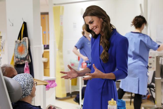 Britain's Catherine, Princess of Wales visits the Christie NHS Foundation Trust, south Manchester in north-west England on June 4, 2026. The Christie is one of Europe’s leading cancer centres and offers free complementary and holistic therapies to patients and carers alike. (Photo by Andy Stenning / POOL / AFP)