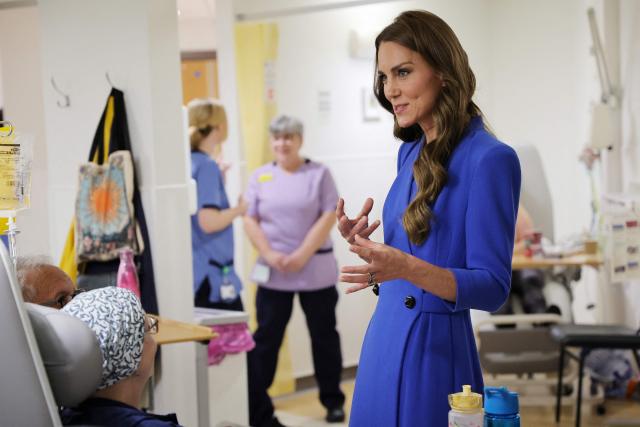 Britain's Catherine, Princess of Wales visits the Christie NHS Foundation Trust, south Manchester in north-west England on June 4, 2026. The Christie is one of Europe’s leading cancer centres and offers free complementary and holistic therapies to patients and carers alike. (Photo by Andy Stenning / POOL / AFP)