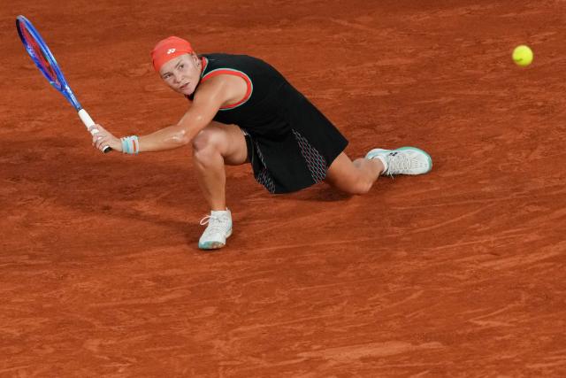 Russia's Diana Shnaider eyes the ball as she plays against Poland's Maja Chwalinska during their women's semi final singles match on day 12 of the French Open tennis tournament on Court Philippe-Chatrier at the Roland-Garros Complex in Paris on June 4, 2026. (Photo by Dimitar DILKOFF / AFP)